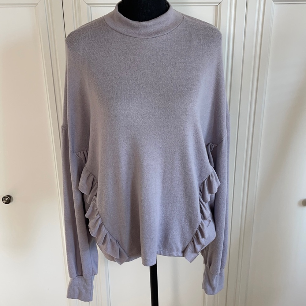 Freshman Lavender Ruffled Boho Pullover  XL